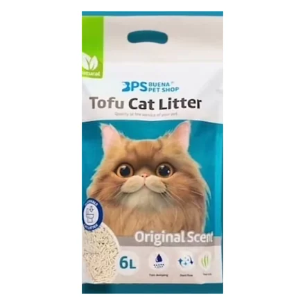 BPS Buena Pet Shop Tofu Cat Litter Original Scent, plant-based tofu litter, 6 litre bag