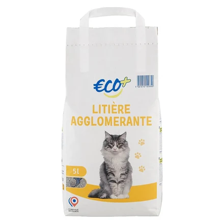 Éco+ clumping mineral litter 5 L, E.Leclerc budget brand