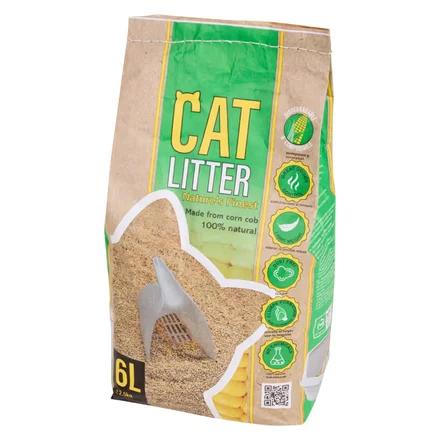 Clumping plant-based corn-cob litter, 6-litre bag